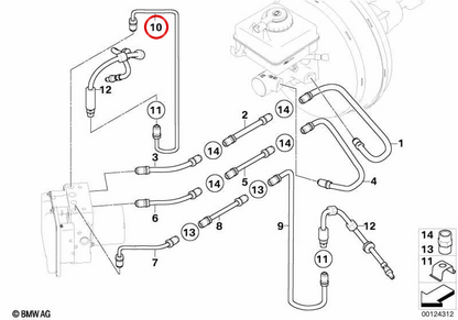 OEM -Bremsschlauch 34326771595 für BMW E60, E61, E63, E64. Original BMW.