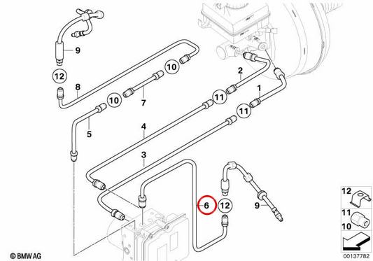 Mangueira de freio OEM 34326772558 para BMW E60, E61. BMW genuíno.