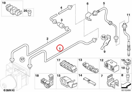 OEM -Bremsschlauch 34326774357 für BMW E85, E86. Original BMW.