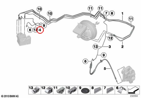 Tuyau de frein OEM 34326787546 pour BMW F25, F26. BMW d'origine.