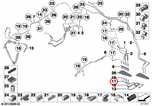 OEM -Bremsschlauch 34326792645 für BMW F07, F10, F11, F18, F06, F12, F13, F01, F02. Original BMW.