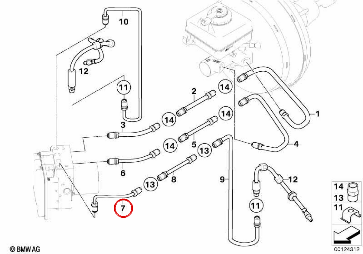OEM -Bremsschlauch 34326795215 für BMW E60, E61, E63, E64. Original BMW.