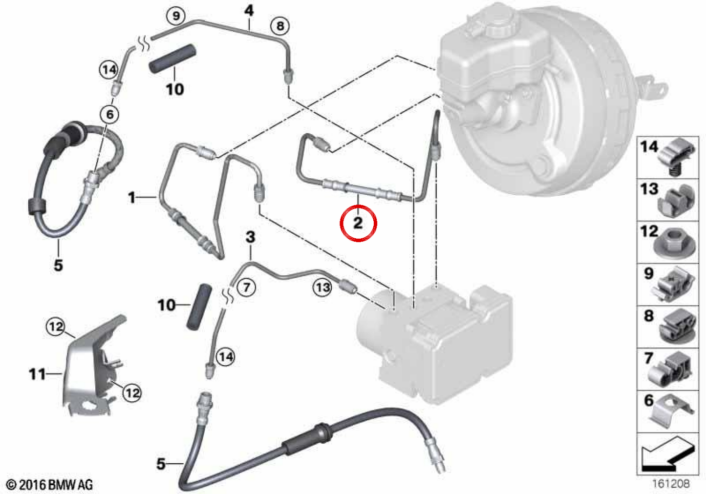 OEM brake hose 34326853544 for BMW E90, E91, E92, E84. Original BMW.