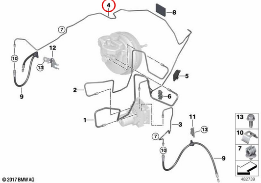 Connettore del tubo del freno OEM 34326897400 per BMW G01, G08, F97, G02, F98. BMW originale.