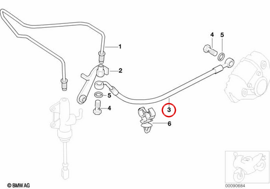 Latiguillo de freno trasero OEM 34327661513 para motos BMW F 650 GS, F 650 GS Dakar, G 650 GS. Original BMW Motorrad.
