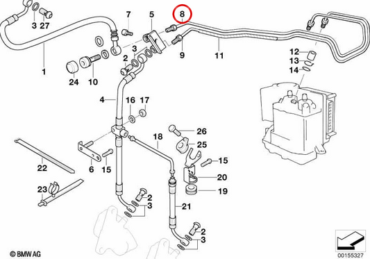Vorderbremsenflüssigkeit OEM 34327676975 für BMW R1150GS -Motorräder, R1150RT, R850RT, R1150R, R1150RS, R850R, Rockster ... und mehr. Originaler BMW Motorrad.