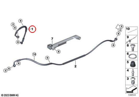 Tubo del freno freno posteriore OEM 34329446143 per motociclette BMW R1300GS, avventura R1300GS. BMW MOTORAD originale.