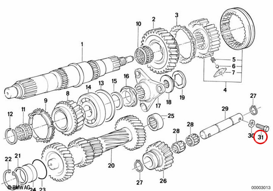 Tornillo hexagonal OEM 34331152651 para BMW E21, E30, E28, E34, E24, E23, E32, E31, Z1. Original BMW.