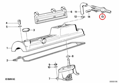 Rückschlagventil OEM 34331154766 für BMW 3er E30, E36 und 5er E28, E34. Original BMW.