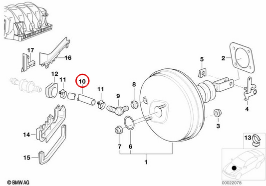 Manguito de freno OEM 34331165505 para BMW E38. Original BMW.