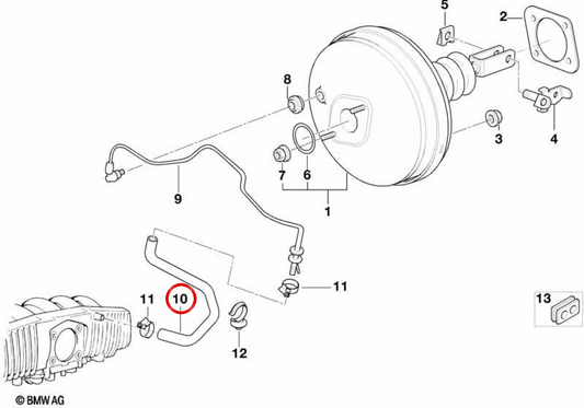 OEM vacuum tube 3431166139 for BMW E39. Original BMW.