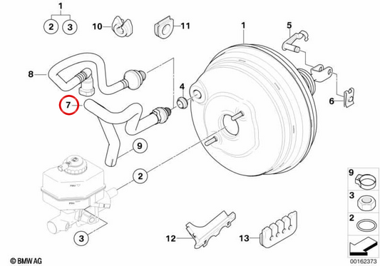 Tubo de vácuo OEM 34333403244 para BMW E83. BMW genuíno.