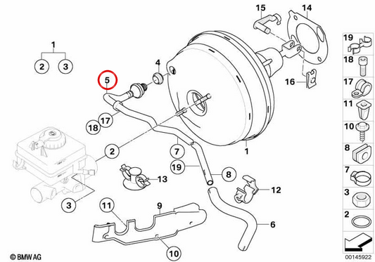 OEM Vakuumrohr 3436766294 für BMW E60, E61. Original BMW.