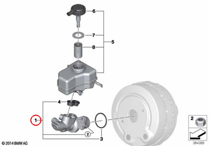 Cilindro mestre de freio OEM 34336785662 para BMW E81, E82, E87, E88, E90, E91, E92, E93. BMW genuíno.