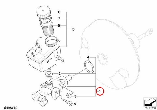 Cilindro mestre de freio OEM 34336786755 para BMW E89. BMW genuíno.