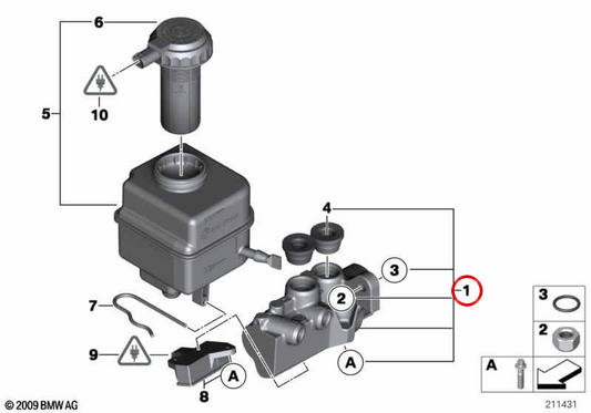 Cilindro master freno OEM 3436790457 per BMW F10, F01, F02, F04. BMW originale.