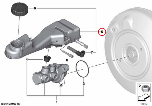 Réservoir d'expansion avec capteur de niveau OEM 34336866164 pour BMW F45, F46. BMW d'origine.