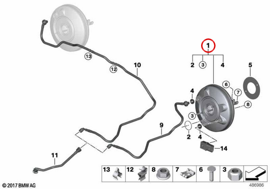 ServoFreno OEM 34336868995 für BMW F45, F46. Original BMW.
