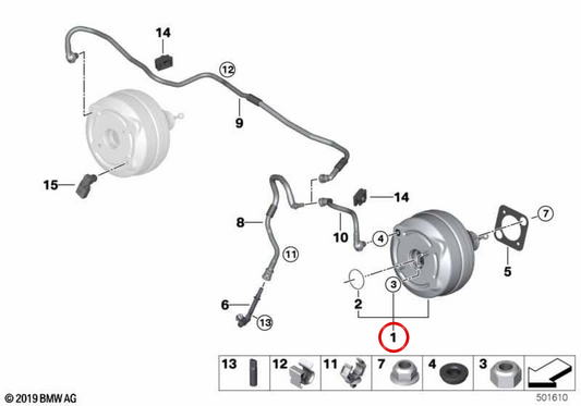 OEM 34336889797 ServoFreno Repair Kit für BMW G42, G20, G21, G28, G22, G23, G26. Original BMW.