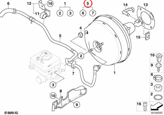 Tube à vide OEM 3437577300 pour BMW E60, E61, E63, E64. BMW d'origine.