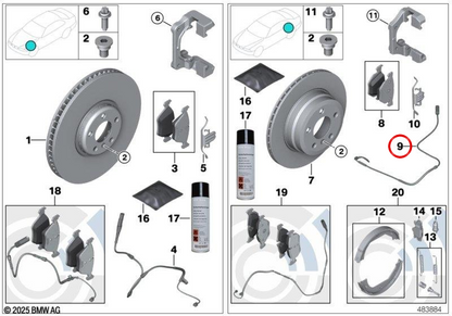 OEM -Bremsbeschlussensor 34356789505 für BMW E70, E71, E72. Original BMW.