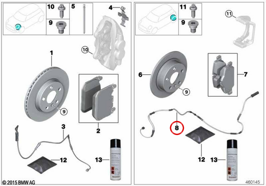 Pilules de frein OEM 3435845798 plaquettes de frein pour BMW G20, G21, G22, G23, G26, G30, G31, G32, G38, G80. BMW d'origine.