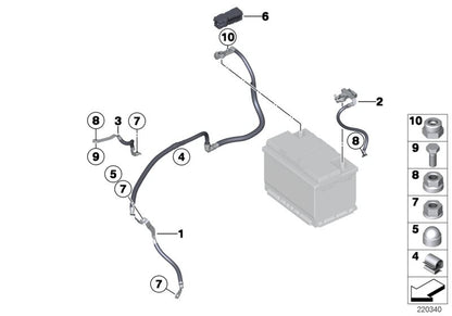 Cable positivo de batería OEM 12429808501 para MINI Countryman R60, Paceman R61. Original MINI.