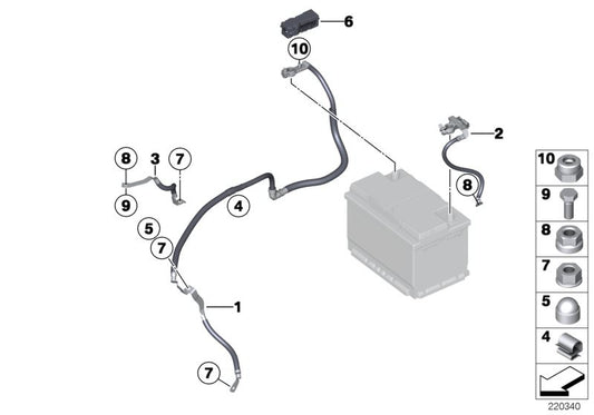 Cable positivo de batería OEM 12429808501 para MINI Countryman R60, Paceman R61. Original MINI.