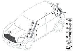Embellecedor interior pilar D izquierdo OEM 51379810477 para MINI R60, R61. Original MINI.