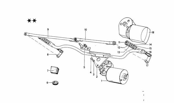 Brazo de transmisión limpiaparabrisas OEM 61618444119 para BMW X5 E70 y X6 E71. Original BMW.