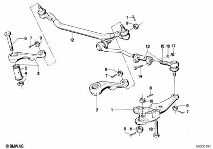 Palanca guía de dirección OEM 32211116761 para BMW Serie 7 E23 (728, 728i) Manual y Automático. Original BMW.