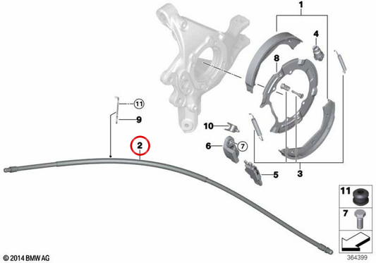 OEM handbrake cable 34407853300 for BMW F87. Original BMW.