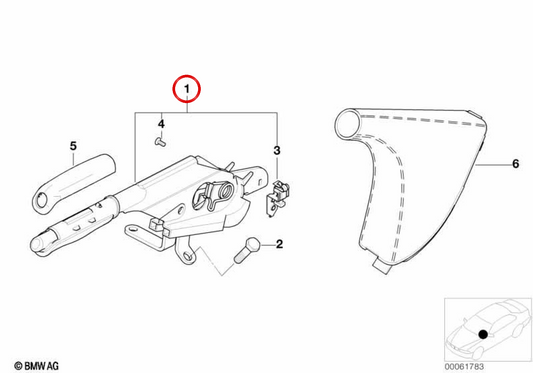 Palanca de freno de mano en cuero negro OEM 34411164493 para BMW E46. Original BMW.