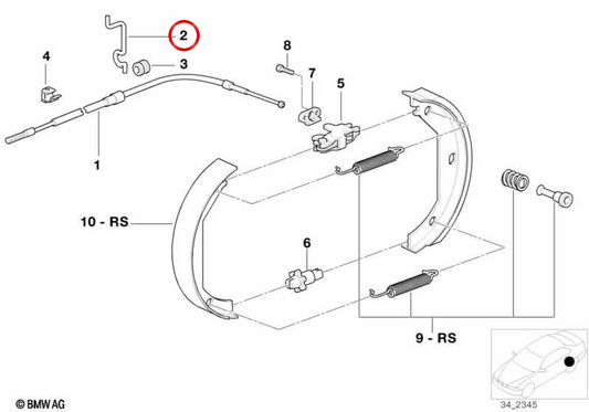 Supporto cavo del cavo a mano OEM 34411166018 per BMW E39. BMW originale BMW.