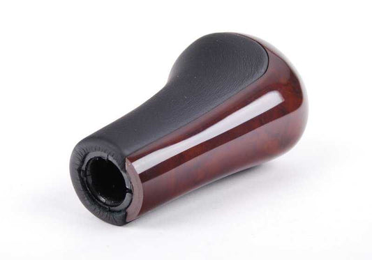Pomo de cambio 5 marchas en cuero y madera OEM 25112229164 para BMW E36, E39, Z3. Original BMW.