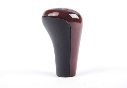 Pomo de cambio 5 marchas en cuero y madera OEM 25112229164 para BMW E36, E39, Z3. Original BMW.