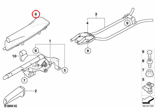 Copertura a leva del freno a mano OEM 34427130844 per BMW E82, E87, E88. BMW originale.