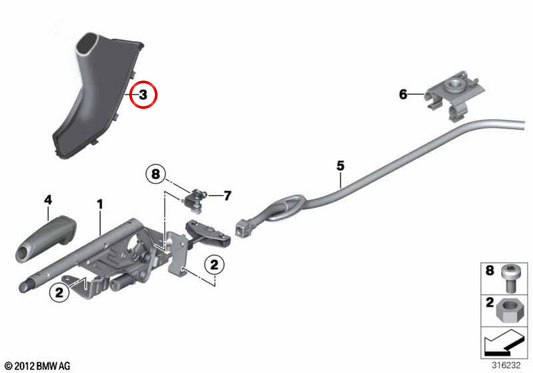 OEM -Handbremshandgriff 34427846804 für BMW F20, F21, F22, F23. Original BMW.