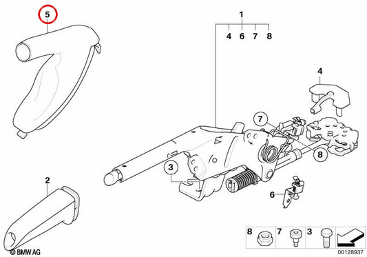 Lederabdeckung für Bremshebel OEM 34427906341 für BMW E60 M5 und E61 M5. Original BMW.