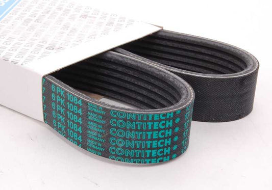 Correa poli-V OEM 11287835483 para BMW E60, E61, E63, E64. Compatible con motores N52 y componentes del sistema de climatización. Repuesto original BMW.