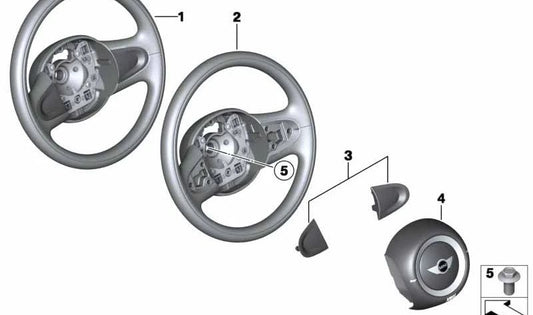 Volante OEM 32302752916 para MINI R55, R56, R57, R58, R59, R60, R61. Compatible con modelos Cooper y variantes (manual y automático) de 2007 a 2014. Original MINI.