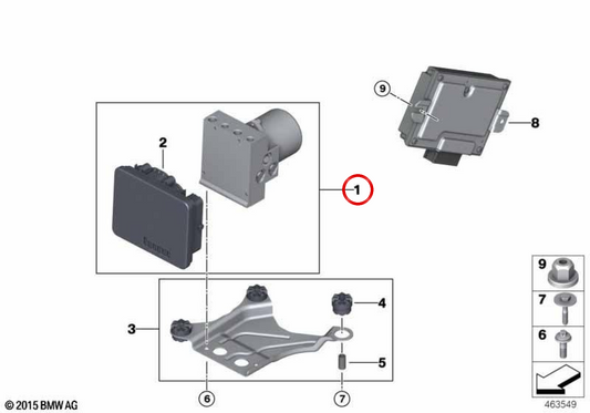 Unidad hidráulica DSC OEM 34515A976D2 para BMW G30, G31, G38, G32, G01, G08, G02. Original BMW.
