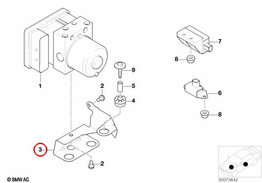 Supporto modulo ABS 34516752672 per BMW E46. BMW originale.