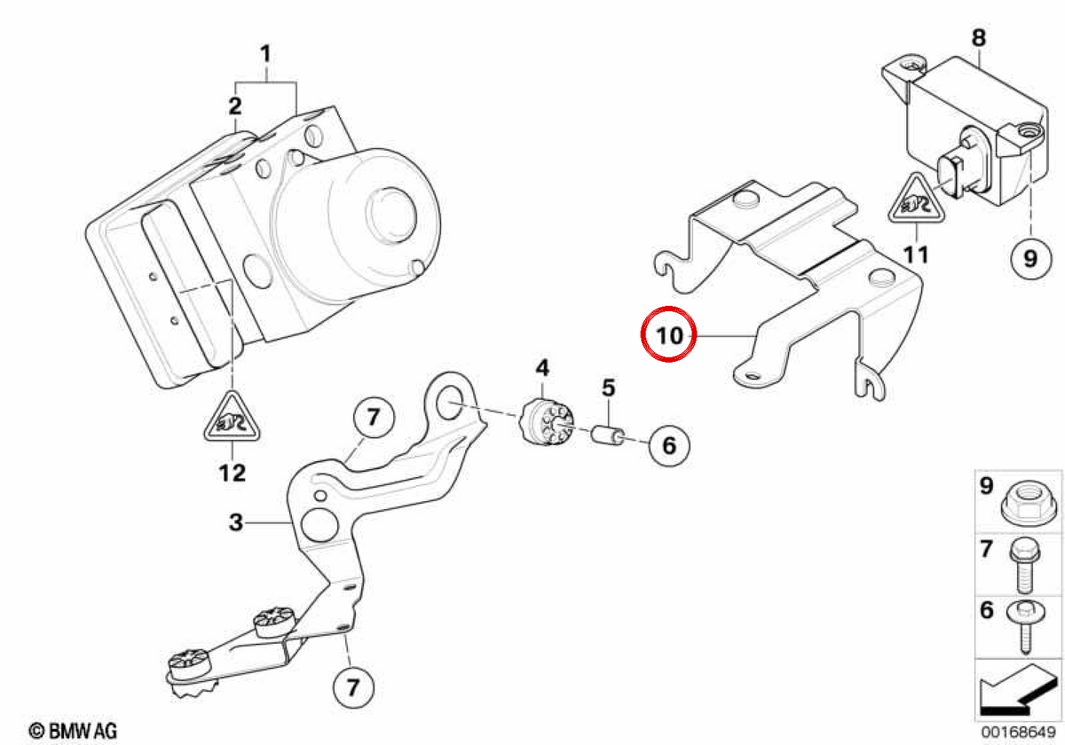 OEM DSC sensor support 34516758066 for BMW E85 Z4. Original BMW.