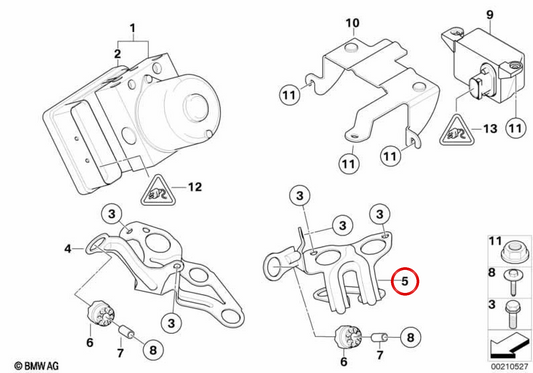 Soporte para módulo ABS OEM 34516769176 para BMW E85, E86. Original BMW.