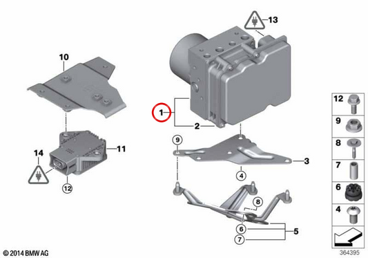 Unità idraulica ABS (idroaggregat DXC) OEM 34516795394 per BMW E90, E91, E92, E93. BMW originale.