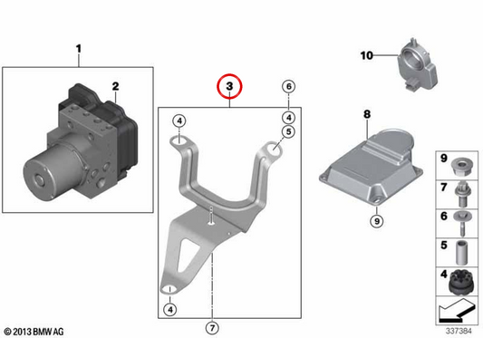 Soporte para módulo hidráulico OEM 34516851406 para BMW F15, F85, F16, F86. Original BMW.