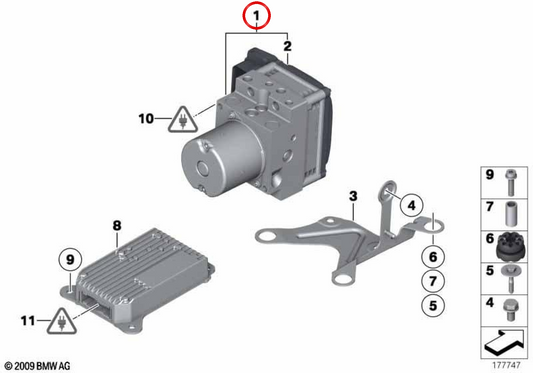 Módulo Hidráulico ABS OEM 34516854041 para BMW F07, F01, F02. BMW genuíno.
