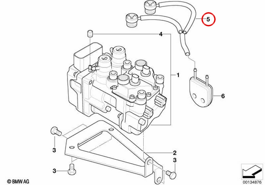 Flexibles Entlüftungsrohr mit I-ABS-Abdeckung OEM 34517677998 für BMW Motorräder R1150GS, R1200C, R1100S... und mehr. Original BMW Motorrad.