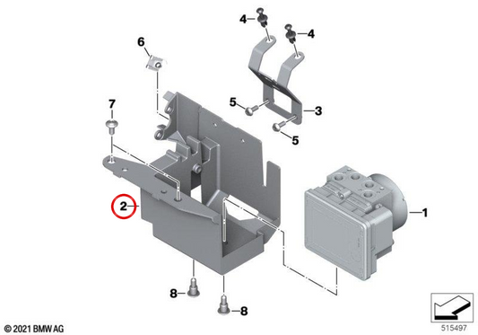 Soporte des ABS-Druckmodulators OEM 34518404555 für BMW S 1000 XR K69 (2019–2023). Original BMW Motorrad.